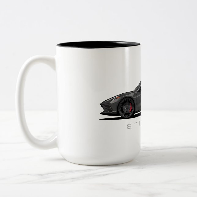 Tasse 2 Couleurs Chevy Corvette C8 Black Illustration (Gauche)