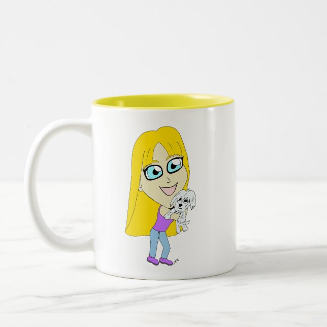 Tasse 2 Couleurs Chibi avec un chiot (Gauche)