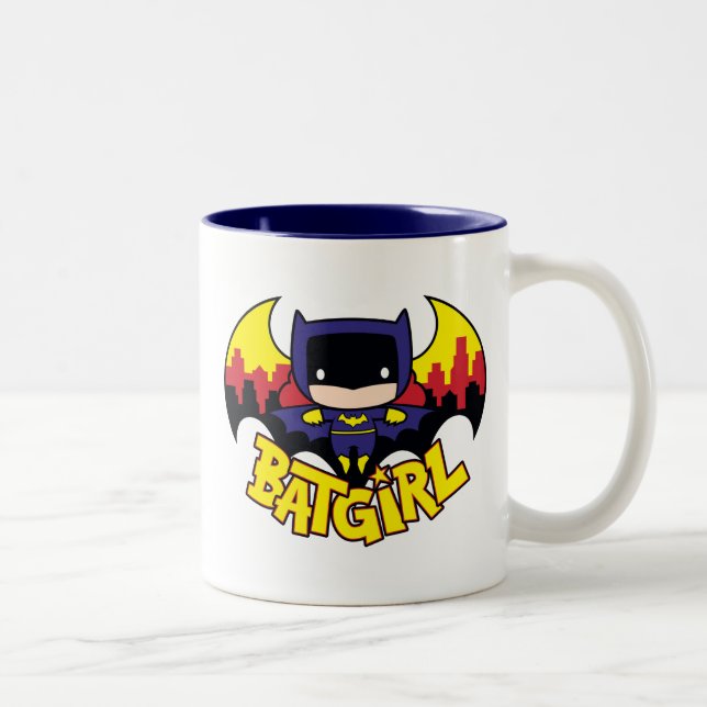 Tasse 2 Couleurs Chibi Batgirl avec Gotham Skyline & Logo (Droit)