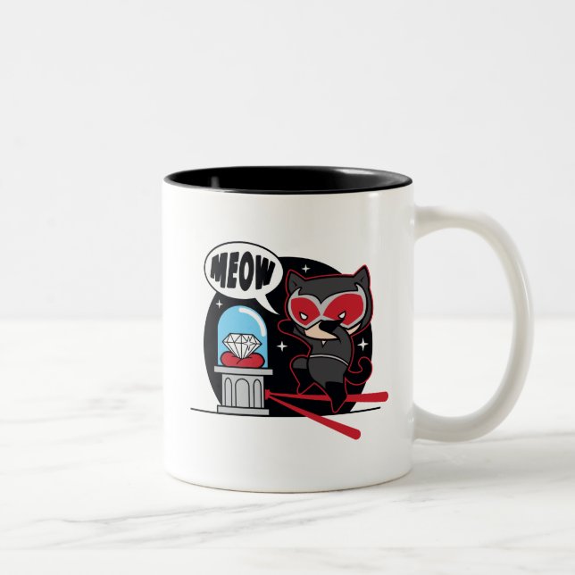 Tasse 2 Couleurs Chibi Catwoman à voler un diamant (Droit)