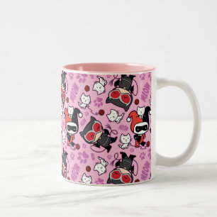 Tasse 2 Couleurs Chibi Catwoman, Harley Quinn & Kittens Motif