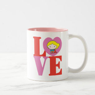 Tasse 2 Couleurs Chibi Supergirl LOVE