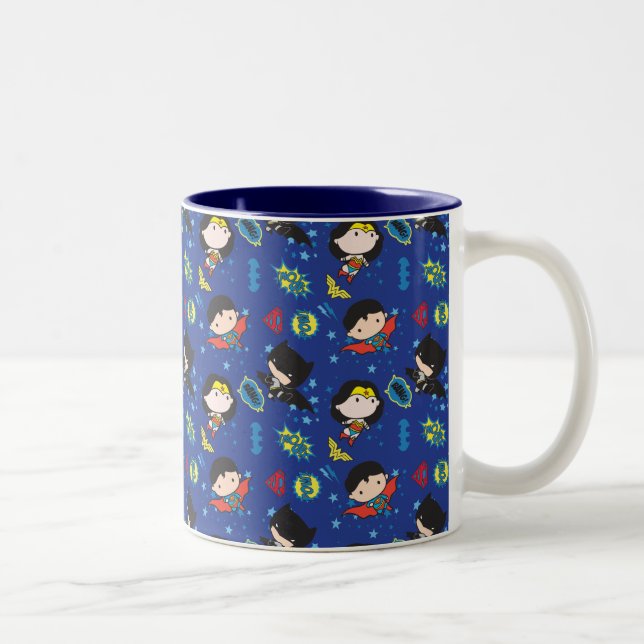 Tasse 2 Couleurs Chibi Wonder Woman, Superman et Batman Motif (Droit)