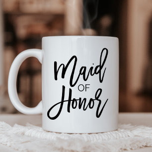Tasse 2 Couleurs Chic Black Calligraphie Maid of Honor