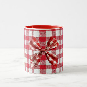 Tasse 2 Couleurs Chic Check Bow En vichy rouge et blanc