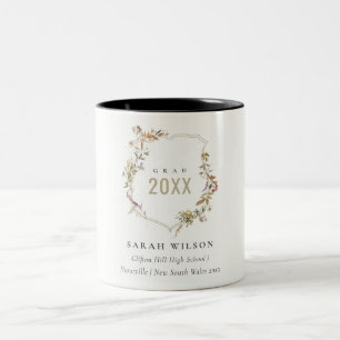 Tasse 2 Couleurs Chic Dusky Rose Blush Fleur sauvage Crest Graduati