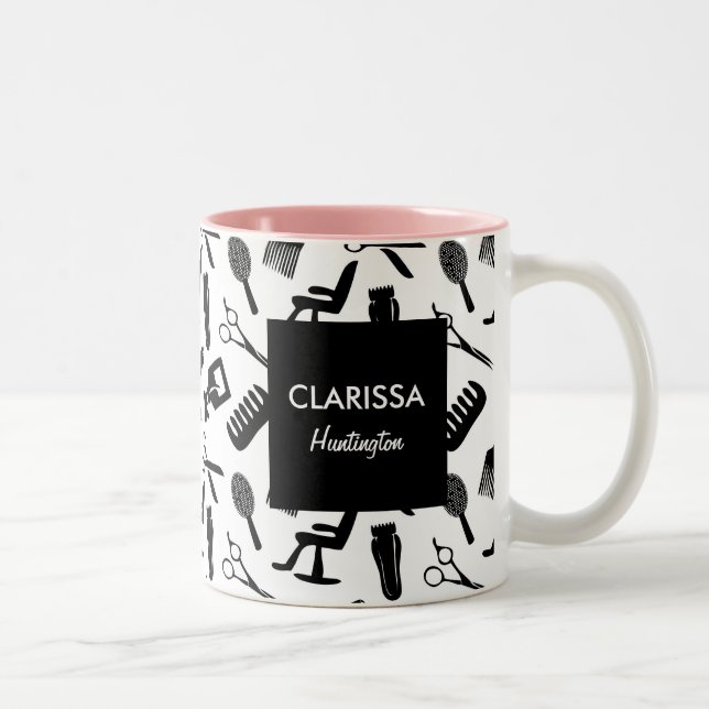 Tasse 2 Couleurs Chic Hair Stylist Motif Nom personnalisé (Droit)