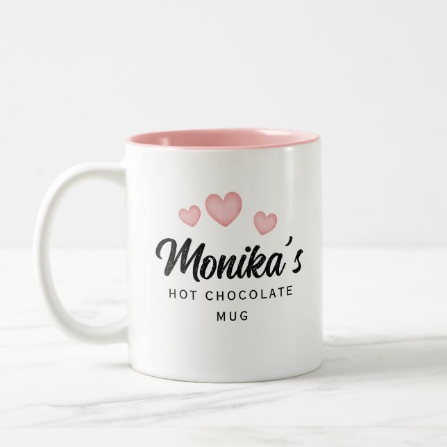 Tasse 2 Couleurs Chic moderne Nom personnalisé Script Hot Chocolate (Gauche)