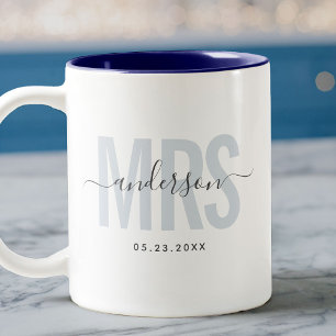 Tasse 2 Couleurs Chic Nouvelle MRS Nom personnalisé Date de mariage