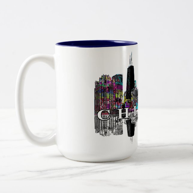 Tasse 2 Couleurs Chicago, Illinois en graffiti (Gauche)
