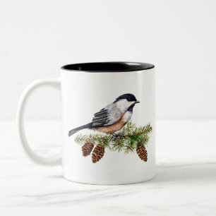 Tasse 2 Couleurs Chickadee d'hiver