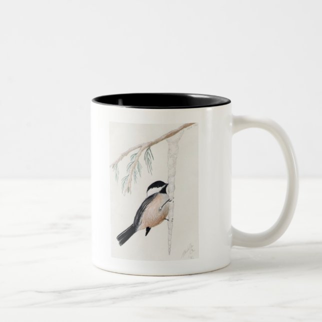 Tasse 2 Couleurs chickadee d'hiver (Droit)