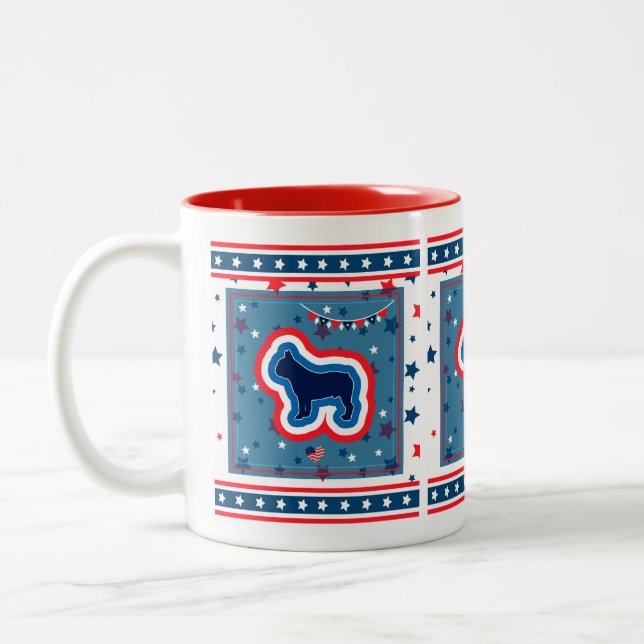 Tasse 2 Couleurs Chien À Chien Rouge Blanc Et Bleu 4 juillet (Gauche)