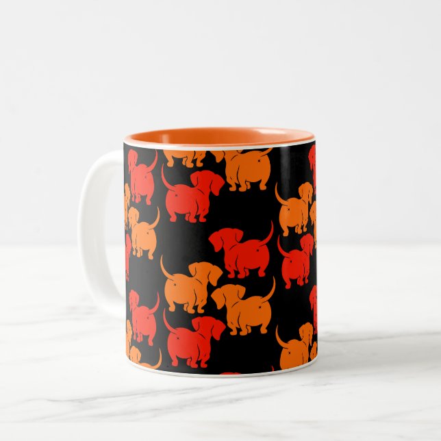 Tasse 2 Couleurs Chien allemand Dachshund Motifs (Devant gauche)