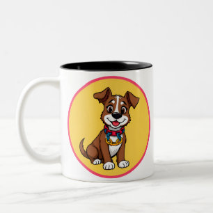 Tasse 2 Couleurs Chien animé mignon avec collier