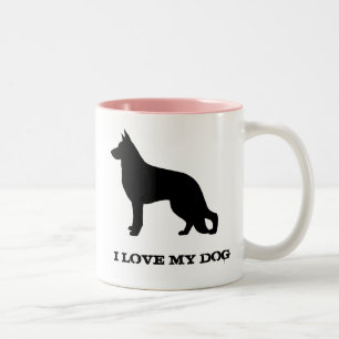 Tasse 2 Couleurs Chien berger allemand Silhouette personnalisée
