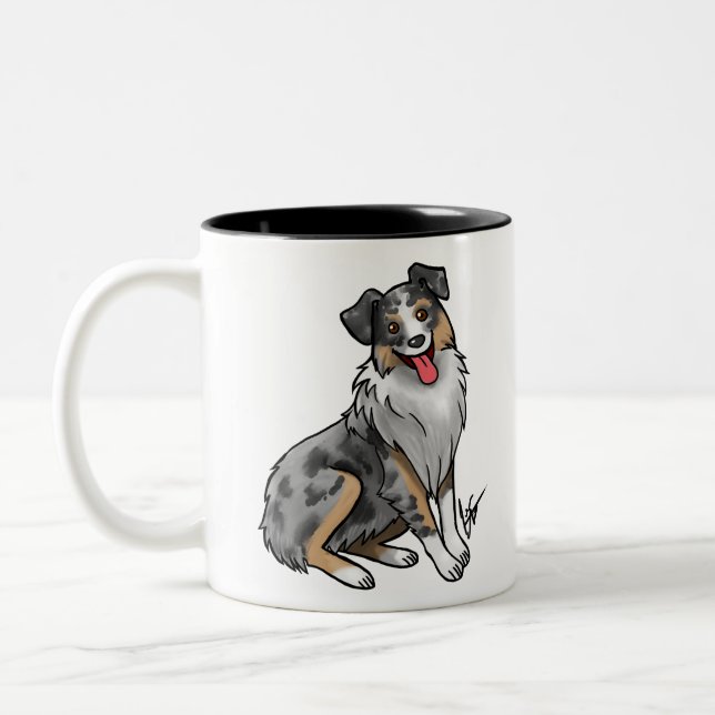 Tasse 2 Couleurs Chien - Berger australien - Merle bleu (Gauche)