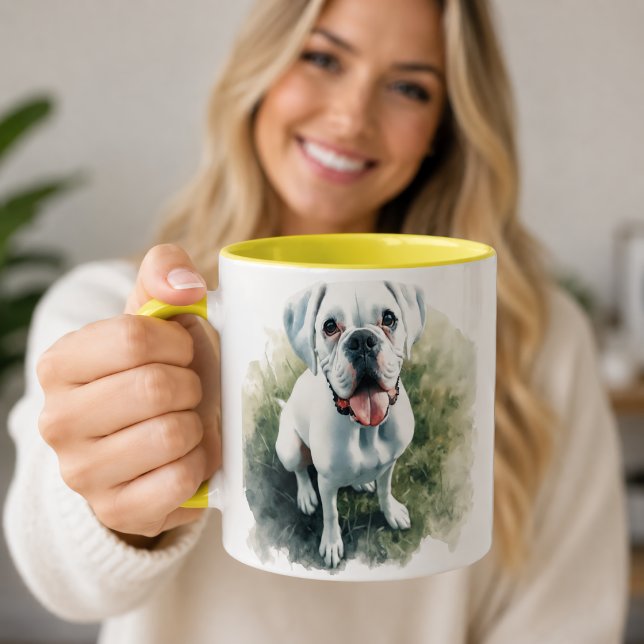Tasse 2 Couleurs Chien Boxer en Aquarelle (Créateur téléchargé)