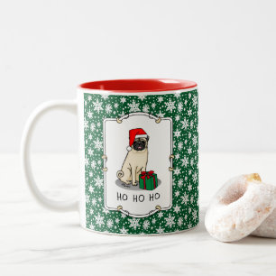 Tasse 2 Couleurs Chien Carlin de Noël de Noël de Père Noël (faon cl