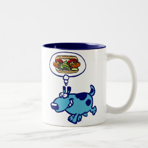 Tasse 2 Couleurs Chien chaud de Chicago (chien de dessin animé bleu