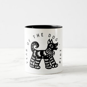 Tasse 2 Couleurs Chien coupé en noir Musique d'anniversaire du Zod