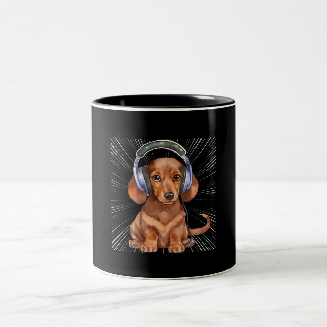 Tasse 2 Couleurs Chien Dachshund drôle Weiner (Centre)