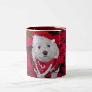 Tasse 2 Couleurs Chien de Bichon Frise de Noël