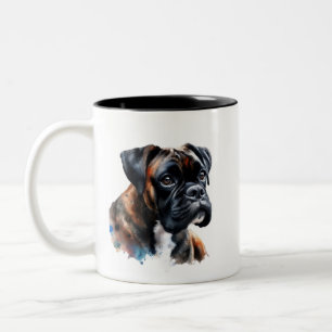 Tasse 2 Couleurs Chien de boîte en aquarelle