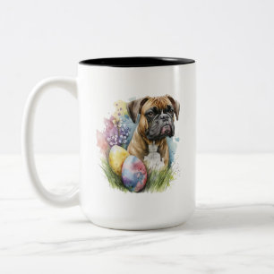 Tasse 2 Couleurs Chien de boxe joyeux Oeuf de Pâques, Bonne Boxe de