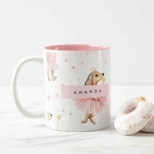 Tasse 2 Couleurs Chien de Dachshund fée magique personnalisé en ros
