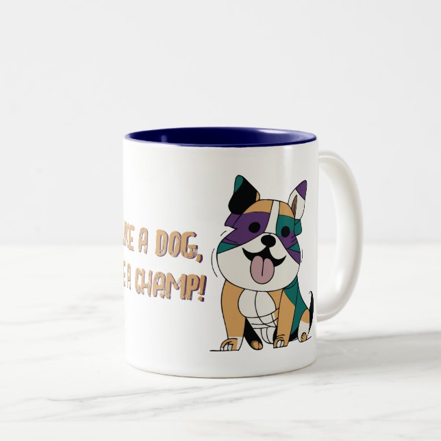 Tasse 2 Couleurs Chien de gym (Devant droit)