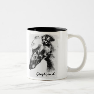 Tasse 2 Couleurs Chien de lévrier dans le profil