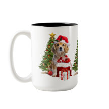 Chien de Noël avec chapeau de Père Noël