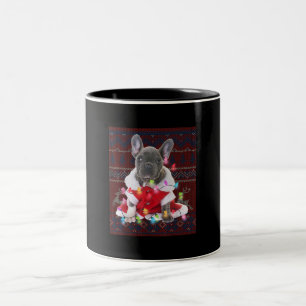 Tasse 2 Couleurs Chien de Noël de Chien de taureaux Français Lumièr