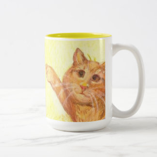 Tasse 2 Couleurs Chien de pêche et chat (en gros plan)/tasse