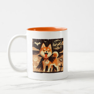 Tasse 2 Couleurs Chien de Shiba Inu habillé en vampire pour Hallowe