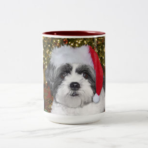 Tasse 2 Couleurs Chien de Shih Tzu de Noël