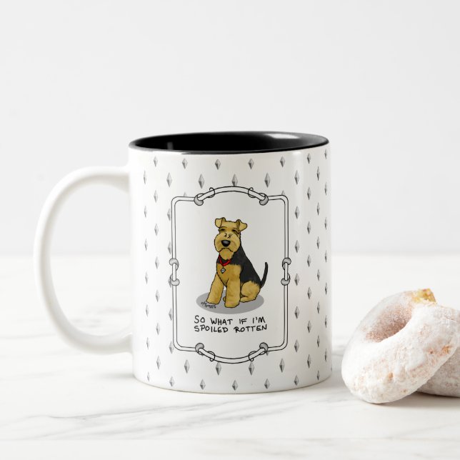 Tasse 2 Couleurs Chien de Terrier gallois taché - mignon (Avec donut)
