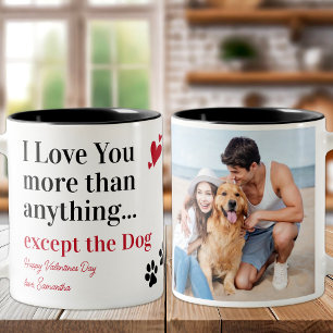 Tasse 2 Couleurs Chien drôle Je t'aime Valentines Jour Photo person