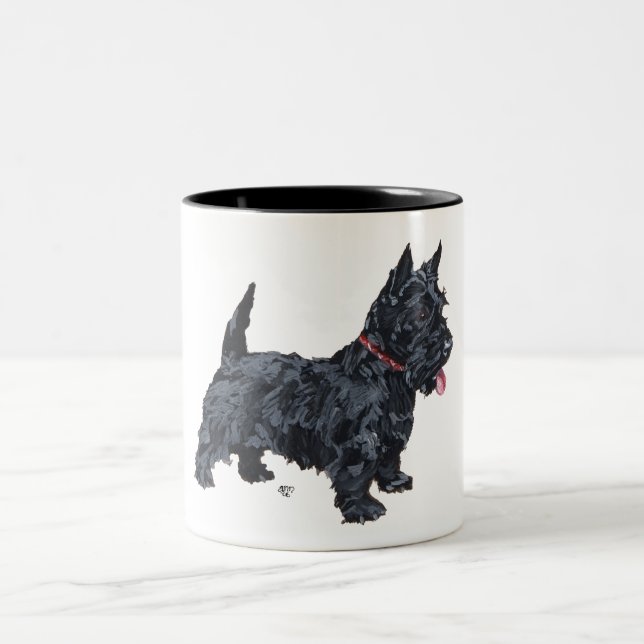Tasse 2 Couleurs Chien écossais fougueux (Centre)