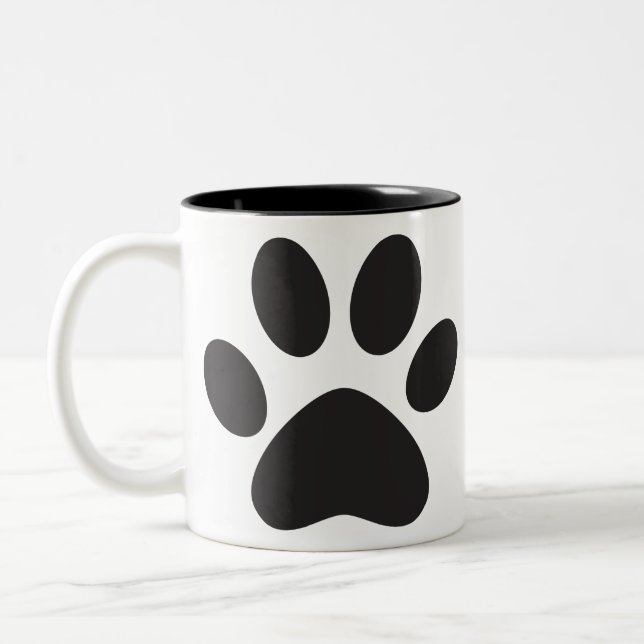 Tasse 2 Couleurs Chien Empreinte de patte Chat Animal Animaux Pied  (Gauche)