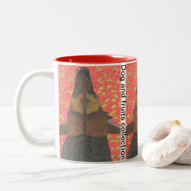 Tasse 2 Couleurs Chien et fraise (Avec donut)