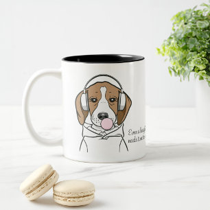 Tasse 2 Couleurs Chien frais avec Bubblegum mignon Beagle amusant