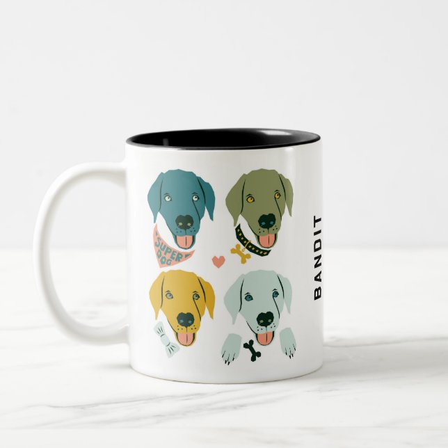 Tasse 2 Couleurs Chien Labrador Dapper moderne personnalisable (Gauche)