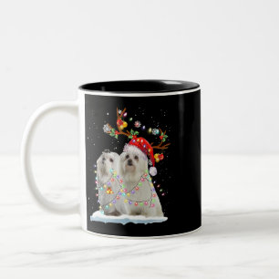 Tasse 2 Couleurs Chien Maltese Joyeux Noël Maltais Père Noël Ligh