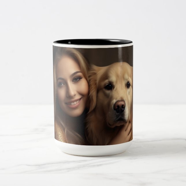 Tasse 2 Couleurs Chien maman Wifey moderne noir Script blanc femmes (Centre)