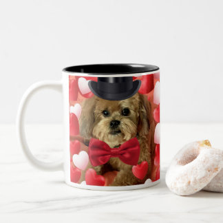 Tasse 2 Couleurs Chien mignon aux coeurs Valentin