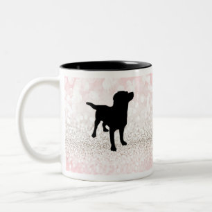 Tasse 2 Couleurs Chien noir étincelant