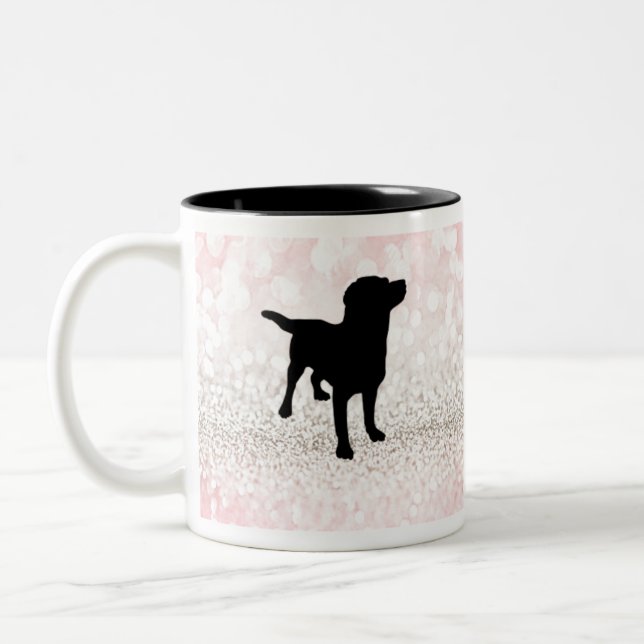 Tasse 2 Couleurs Chien noir étincelant (Gauche)