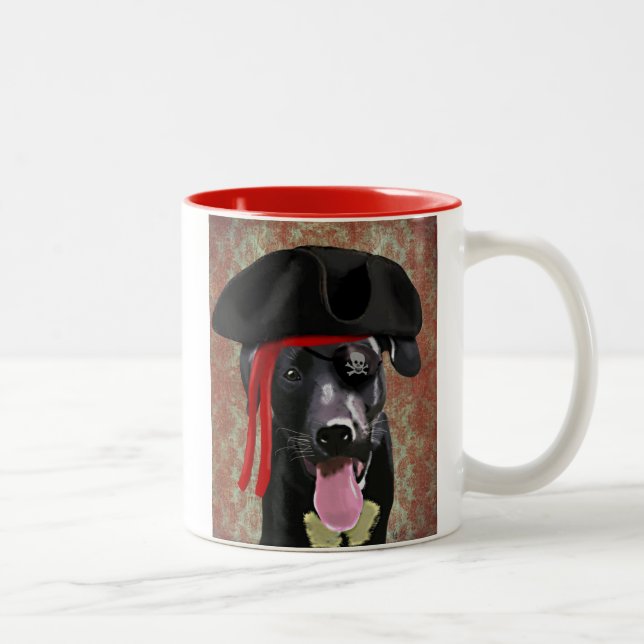 Tasse 2 Couleurs Chien pirate du Labrador noir (Droit)